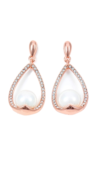 Picture of Delicate Platinum Plated Venetian Pearl Earrings