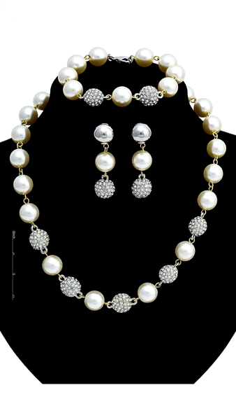 Picture of Charming Spherical Venetian Pearl 3 Pieces Jewelry Sets