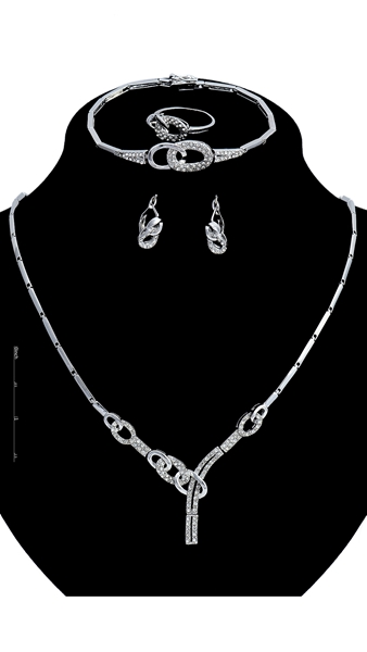 Picture of Enchanting Platinum Plated Rhinestone 4 Pieces Jewelry Sets