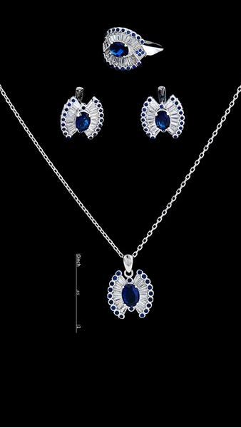Picture of Gorgeous Brass Dark Blue 3 Pieces Jewelry Sets