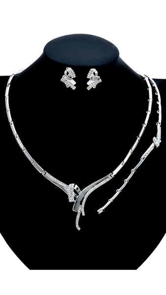 Picture of Wonderful Platinum Plated Zine-Alloy 3 Pieces Jewelry Sets