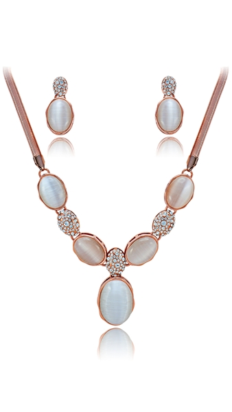 Picture of Delicate Opal (Imitation) Rose Gold Plated 2 Pieces Jewelry Sets