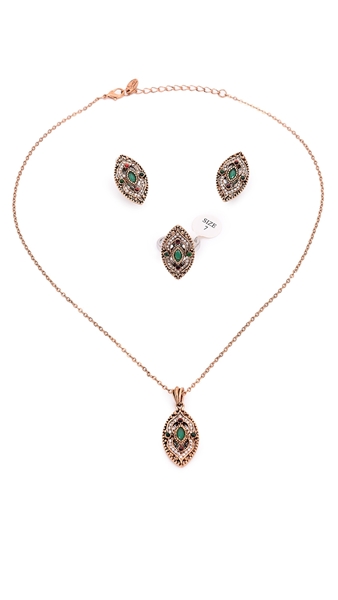 Picture of Brand New Colourful Rose Gold Plated 3 Pieces Jewelry Sets