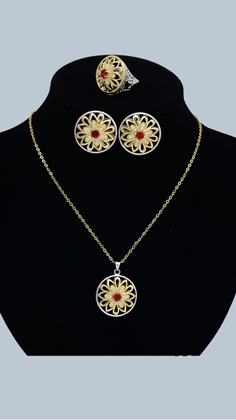 Picture of Long-Term Supplier Brass Floral 3 Pieces Jewelry Sets