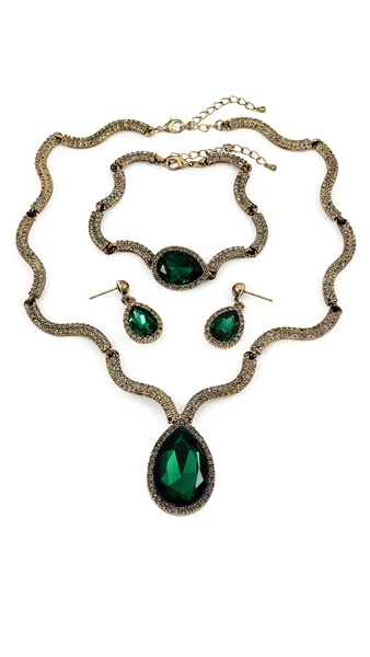 Picture of Excellent Gold Plated Green 3 Pieces Jewelry Sets
