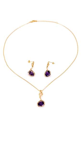Picture of Cheap Purple Gold Plated 2 Pieces Jewelry Sets