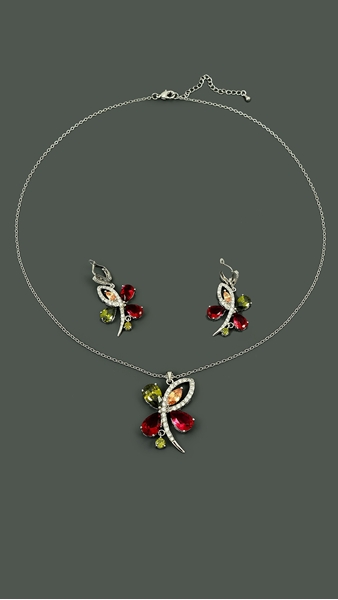 Picture of Innovative And Creative Platinum Plated Colourful 2 Pieces Jewelry Sets