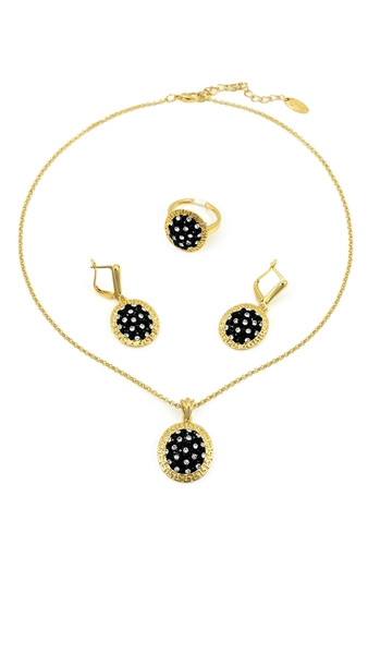 Picture of Sparkling Cubic Zirconia Gold Plated 3 Pieces Jewelry Sets