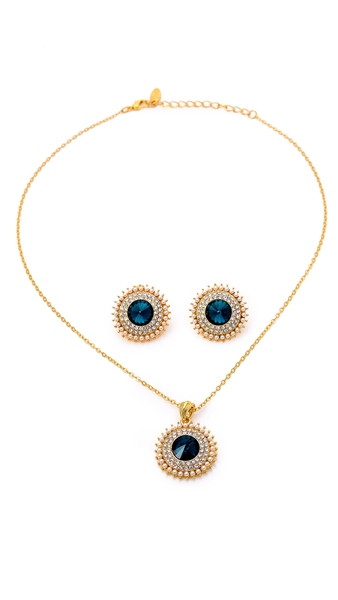 Picture of Excellent Crystal Gold Plated 2 Pieces Jewelry Sets