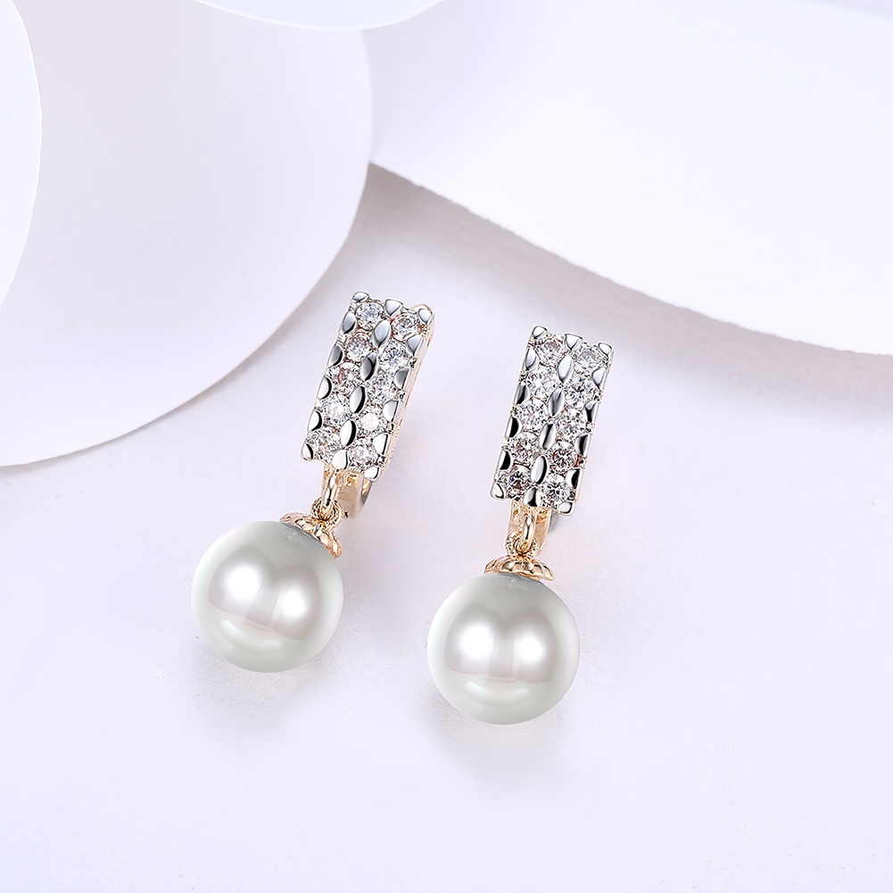 Main Products Platinum Plated Venetian Pearl Huggies Earrings