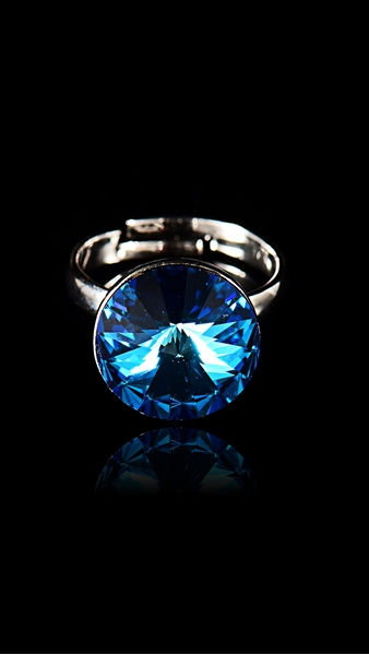 Picture of High Quality Dark Blue Platinum Plated Fashion Rings