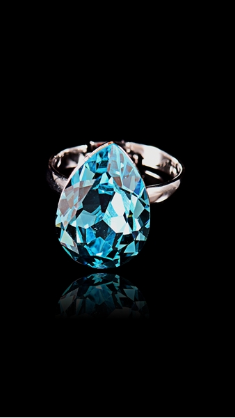 Picture of Superb Quality Platinum Plated Sea Blue Fashion Rings