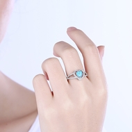 Picture of Cultured Blue Platinum Plated Fashion Rings