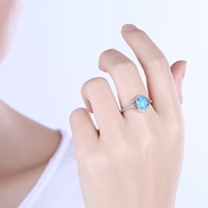 Picture of Unique Fashion Platinum Plated Blue Fashion Rings