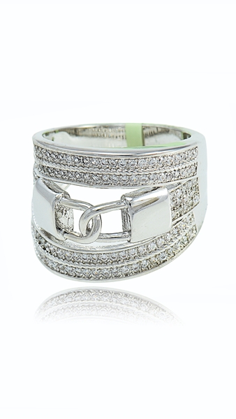 Picture of Beautiful Shaped Micro Pave Setting Cubic Zirconia Fashion Rings