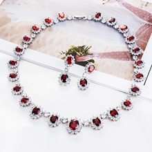 Show details for  Wedding Cubic Zirconia Necklace And Earring Sets 1JJ050961S