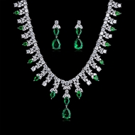 Picture of Shop Platinum Plated Wedding Necklace and Earring Set with Wow Elements