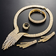 Picture of Designer Gold Plated Copper or Brass 4 Piece Jewelry Set Online