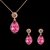 Picture of Great Value Pink Artificial Crystal Necklace and Earring Set with Full Guarantee