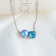 Picture of Unique Swarovski Element Pearl Blue Pendant Necklace