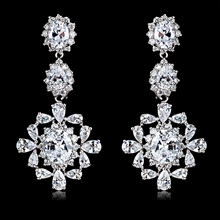 Show details for Impressive White Platinum Plated Dangle Earrings with Low MOQ
