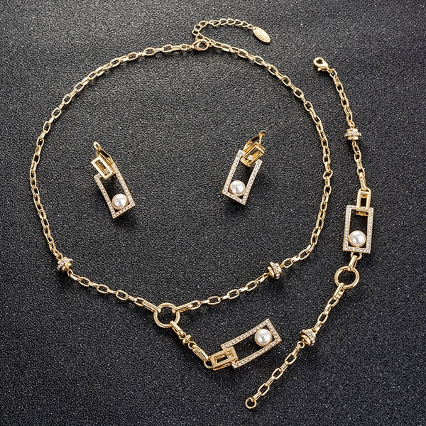 Picture of Hot Selling Gold Plated White 3 Piece Jewelry Set from Top Designer
