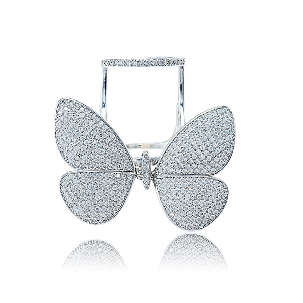 Picture of Cultured Platinum Plated Butterfly Fashion Rings