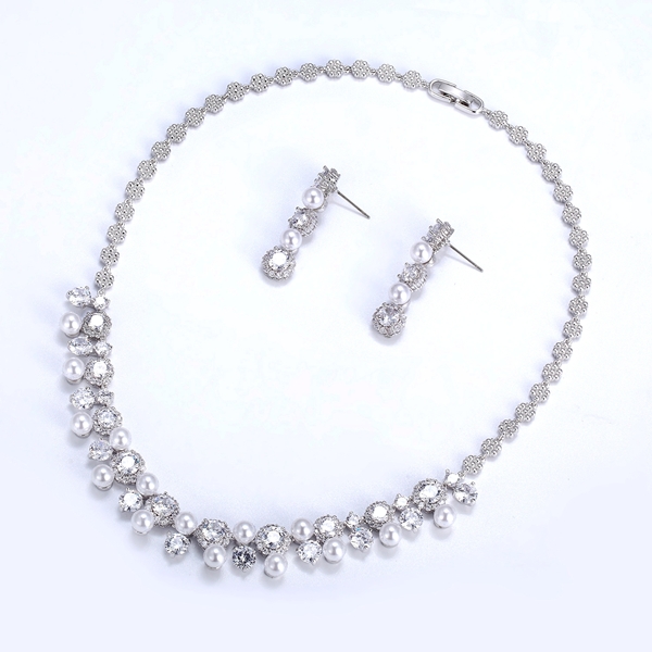 Picture of Shop Platinum Plated Luxury Necklace and Earring Set with Wow Elements