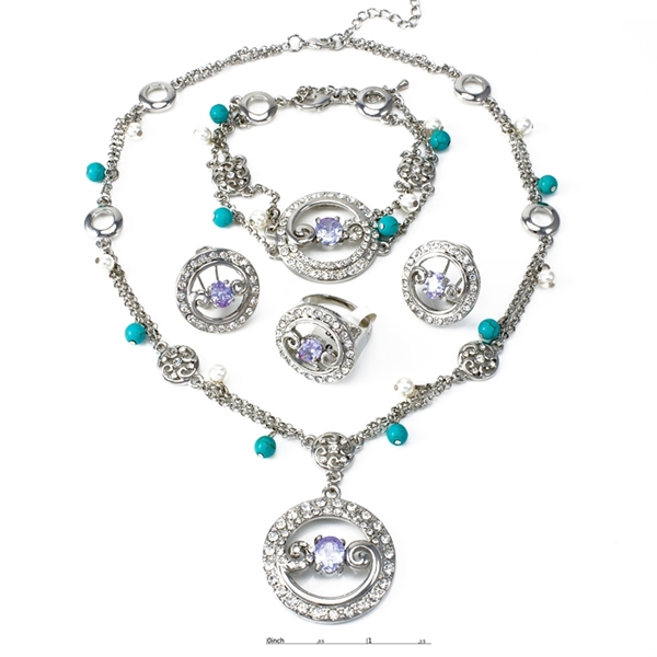 Picture of Fashionable Multi Stone Rhinestone 4 Pieces Jewelry Sets