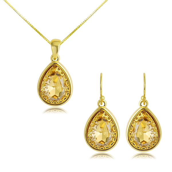 Picture of Irresistible Yellow Gold Plated Necklace and Earring Set with No-Risk Return