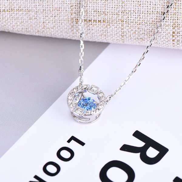 Picture of Low Price Platinum Plated Blue Pendant Necklace in Exclusive Design