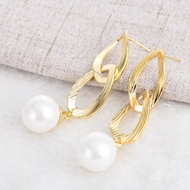 Picture of Best Artificial Pearl White Dangle Earrings