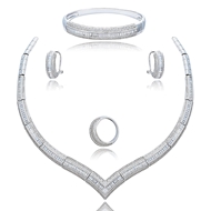 Picture of Beautiful Shaped Luxury Platinum Plated 4 Pieces Jewelry Sets