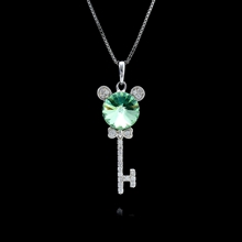 Show details for Featured Green Platinum Plated Pendant Necklace with Full Guarantee