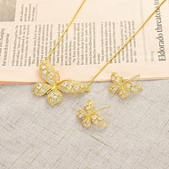 Show details for Sparkly Butterfly White Necklace and Earring Set