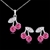 Picture of Brand New Pink Swarovski Element Necklace and Earring Set Factory Supply