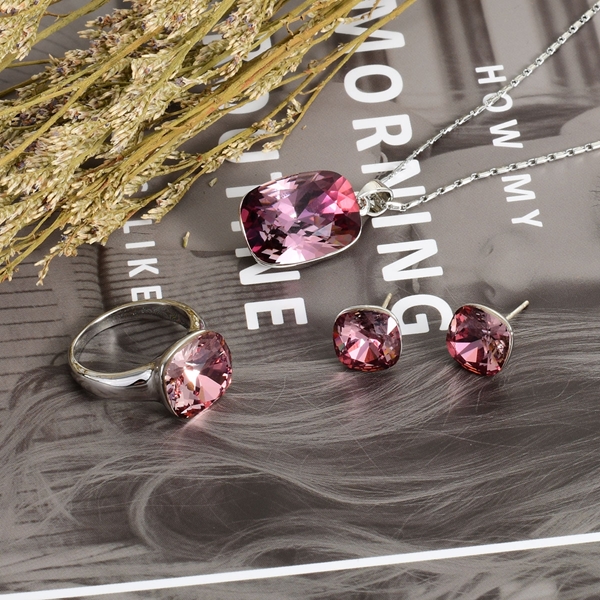 Picture of Beautiful Swarovski Element Purple 3 Piece Jewelry Set