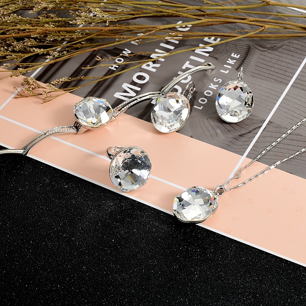 Picture of Wholesale Platinum Plated Swarovski Element 4 Piece Jewelry Set with No-Risk Return