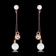 Picture of Purchase Rose Gold Plated White Dangle Earrings Exclusive Online