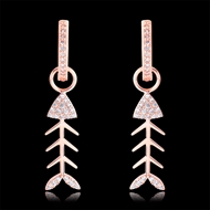 Picture of Low Price Rose Gold Plated Cubic Zirconia Dangle Earrings