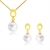 Picture of Hypoallergenic Gold Plated White Necklace and Earring Set with Easy Return