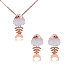 Show details for Charming White Copper or Brass Necklace and Earring Set As a Gift