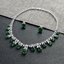 Show details for Wholesale Platinum Plated Green Necklace and Earring Set with No-Risk Return
