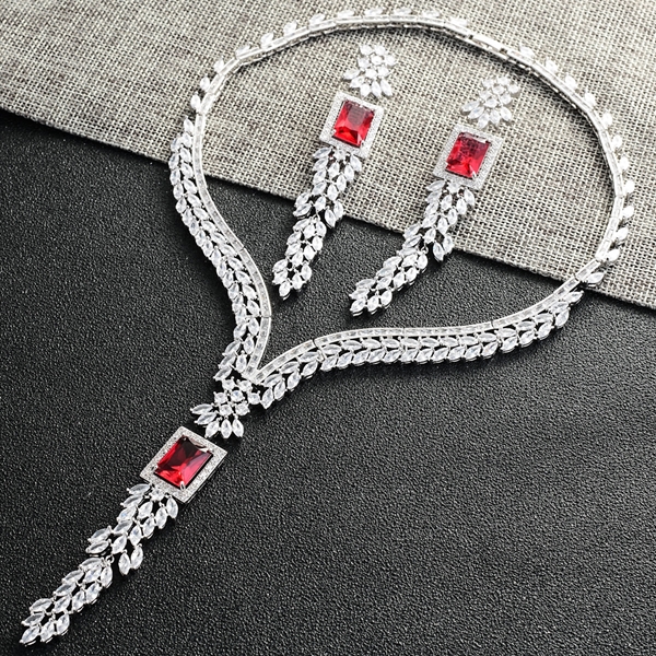 Picture of Purchase Platinum Plated Big Necklace and Earring Set Exclusive Online