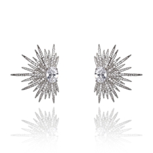 Show details for Copper or Brass Cubic Zirconia Big Stud Earrings with Full Guarantee