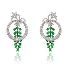 Show details for Unusual Big Platinum Plated Dangle Earrings