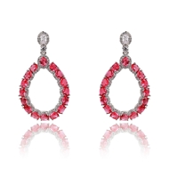 Picture of Purchase Platinum Plated Red Dangle Earrings Exclusive Online