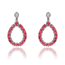 Show details for Purchase Platinum Plated Red Dangle Earrings Exclusive Online