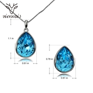 Picture of New Season Blue Platinum Plated Necklace and Earring Set with SGS/ISO Certification