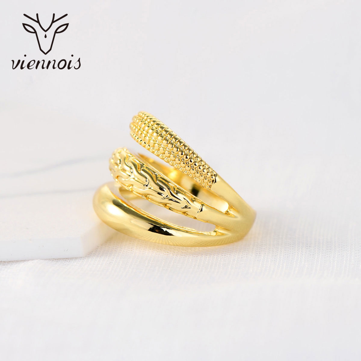 Trendy Gold Plated Big Fashion Ring with No-Risk Refund